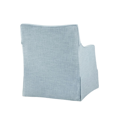 London Upholstered Skirted Swivel Armchair with Lumbar Pillow - Light Blue