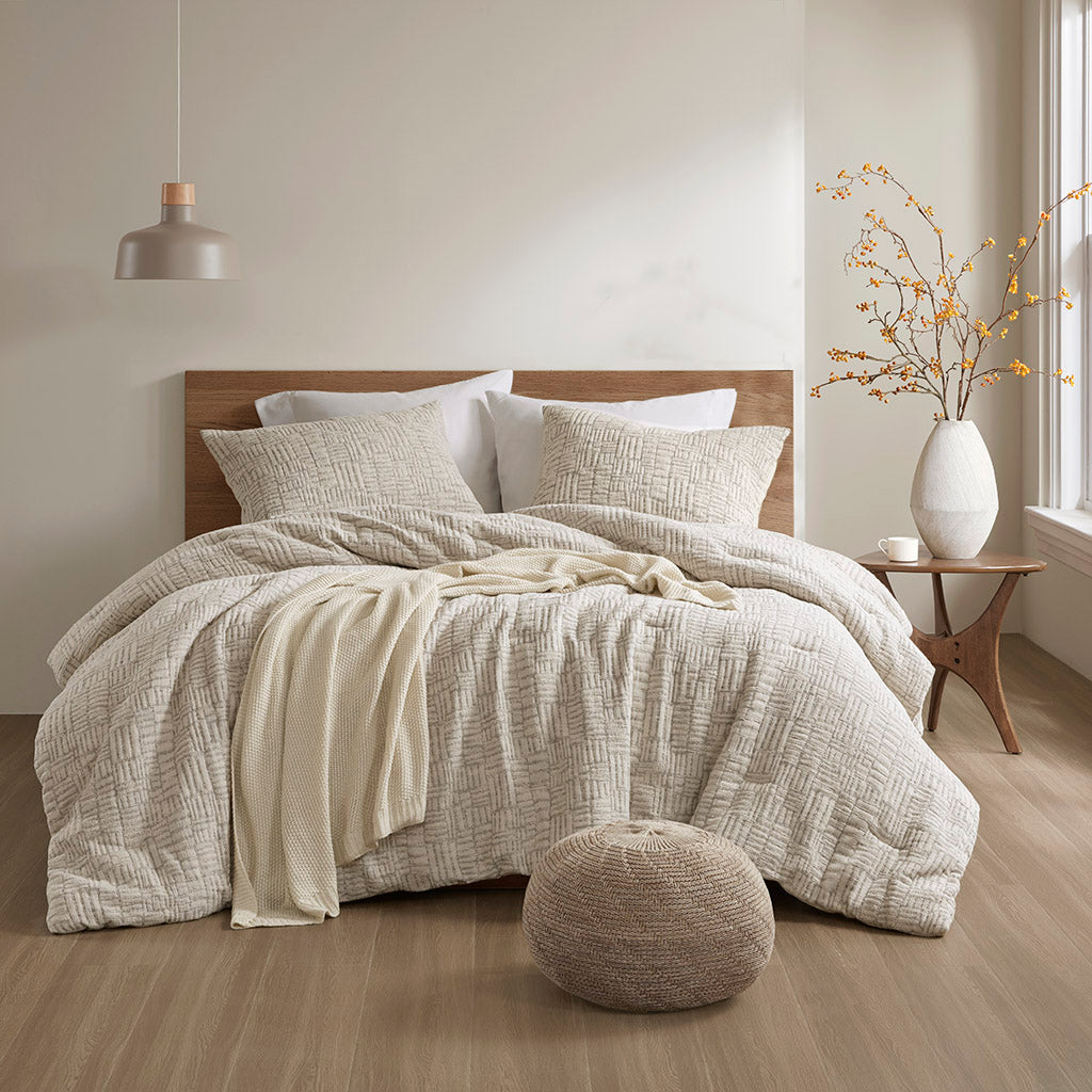 Harper Oversized Cotton Matelasse Comforter Set - Natural