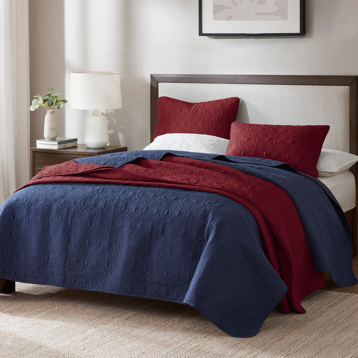 Quebec Reversible Quilt Set - Purple