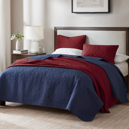 Quebec Reversible Quilt Set - Purple