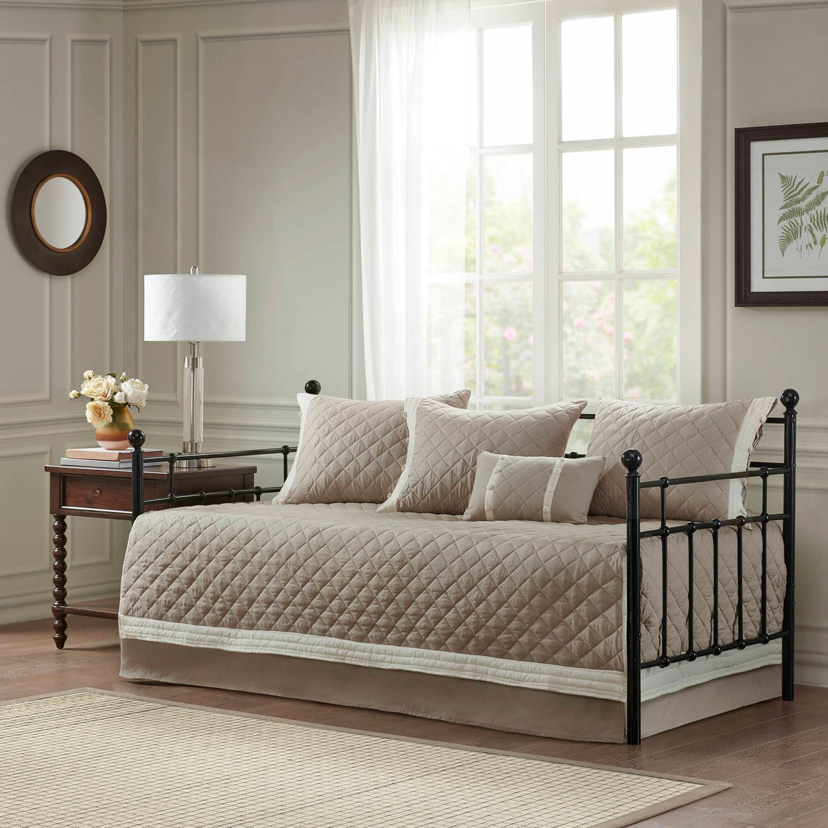 Breanna 6 Piece Cotton Daybed Cover Set - Khaki