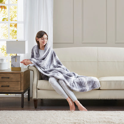 Zuri Faux Fur Throw - Grey