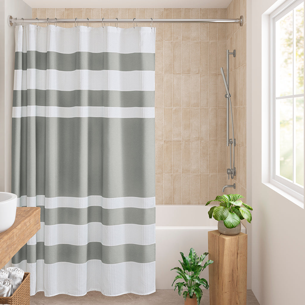 Spa Waffle Shower Curtain with 3M Treatment - Grey