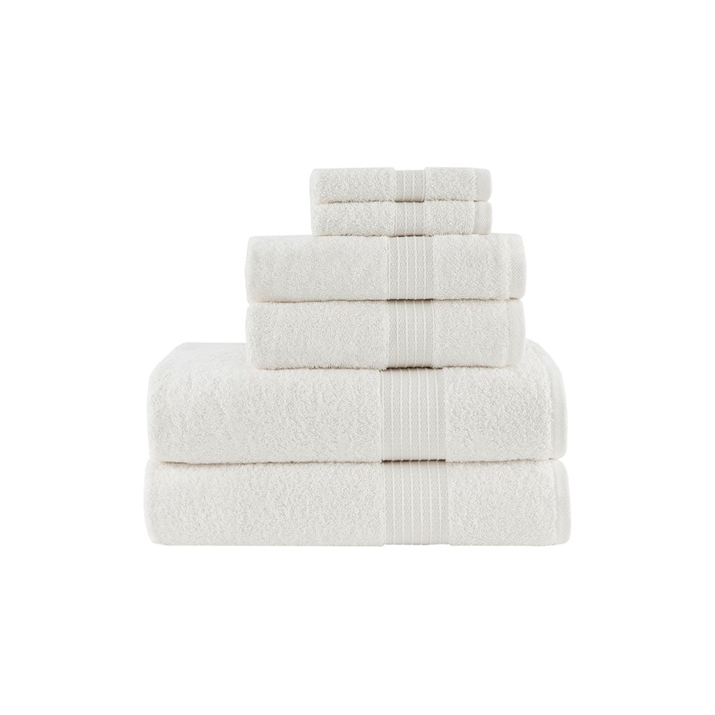 Organic 6 Piece Organic Cotton Towel Set - White
