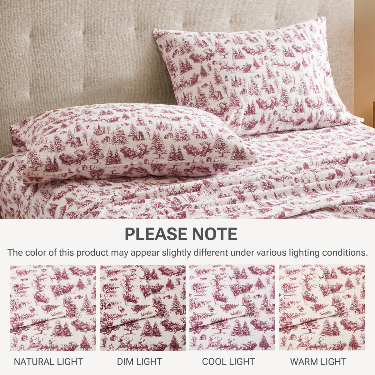 Cozy Cotton Flannel Printed Sheet Set - Santa Delivery Toile
