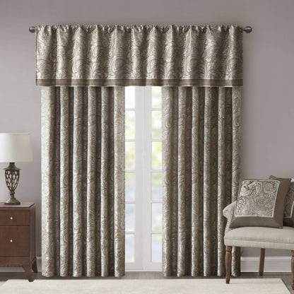 Aubrey Jacquard Curtain Panel Pair - Blue/Brown