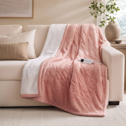 Marled Dream Soft Heated Throw - Marled Red