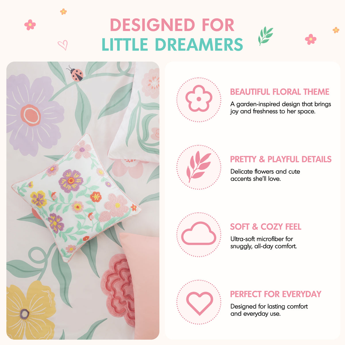 Floral Comforter Set - Pink