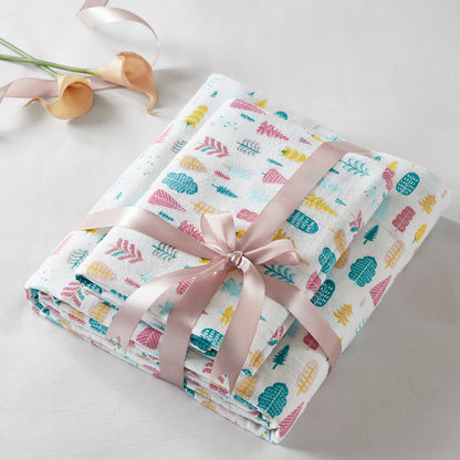 Cozy Soft Cotton Flannel Printed Sheet Set - White Holiday Trees