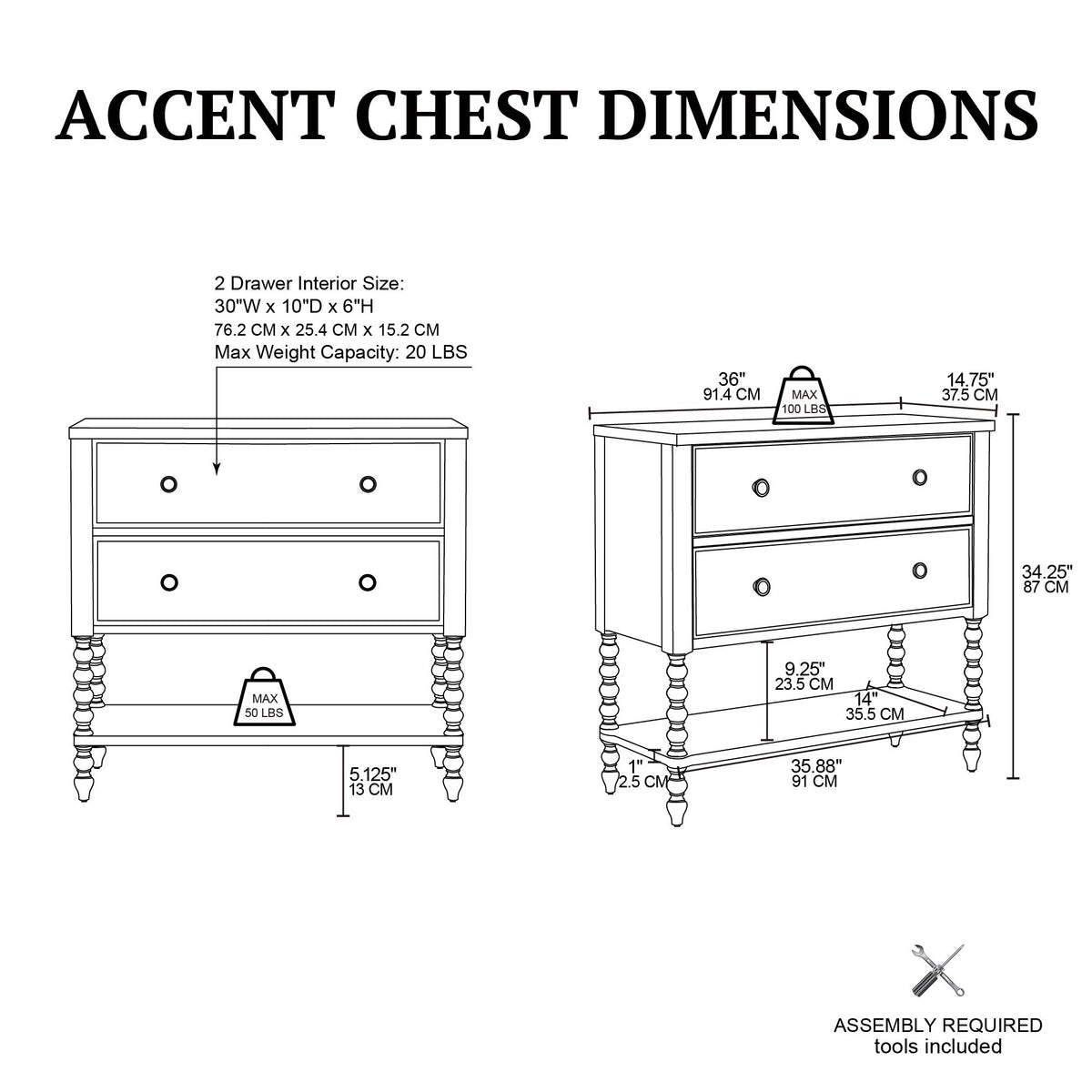 Beckett 2 Drawer Accent Chest - Antique Cream