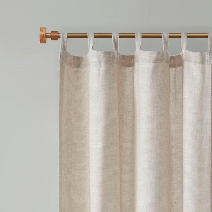 Beals Faux Linen Tab Top Fleece Lined Curtain Panel - Natural