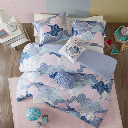 Cloud Cotton Printed Duvet Cover Set - Blue