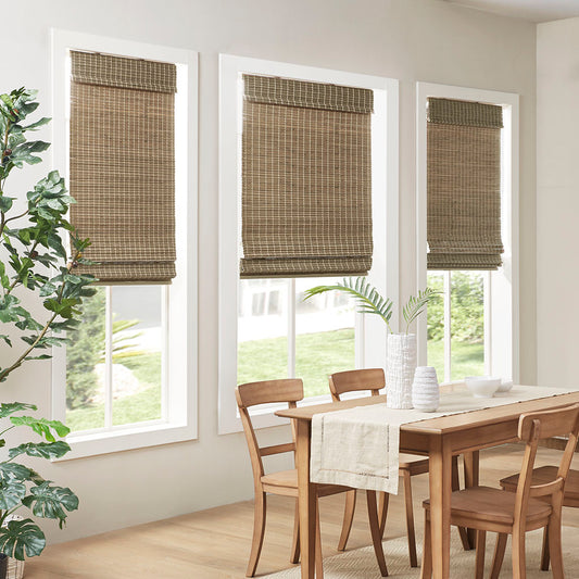 Eastfield Bamboo Light Filtering Roman Shade 64"L - Natural Ash