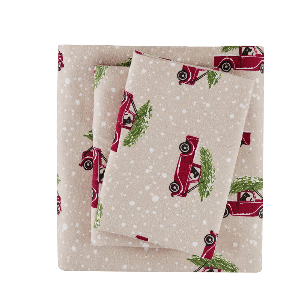 Cotton Flannel Sheet Set - Tan Cars
