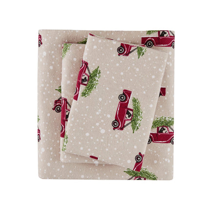 Cotton Flannel Sheet Set - Tan Cars