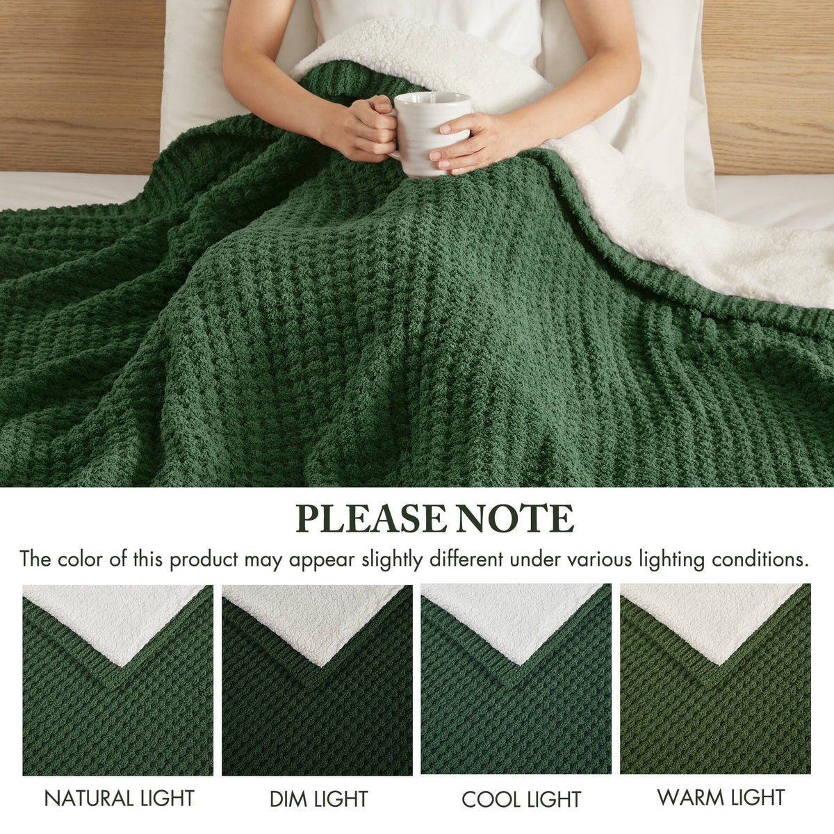 Rowan Waffle Knit Chenille Throw - Green