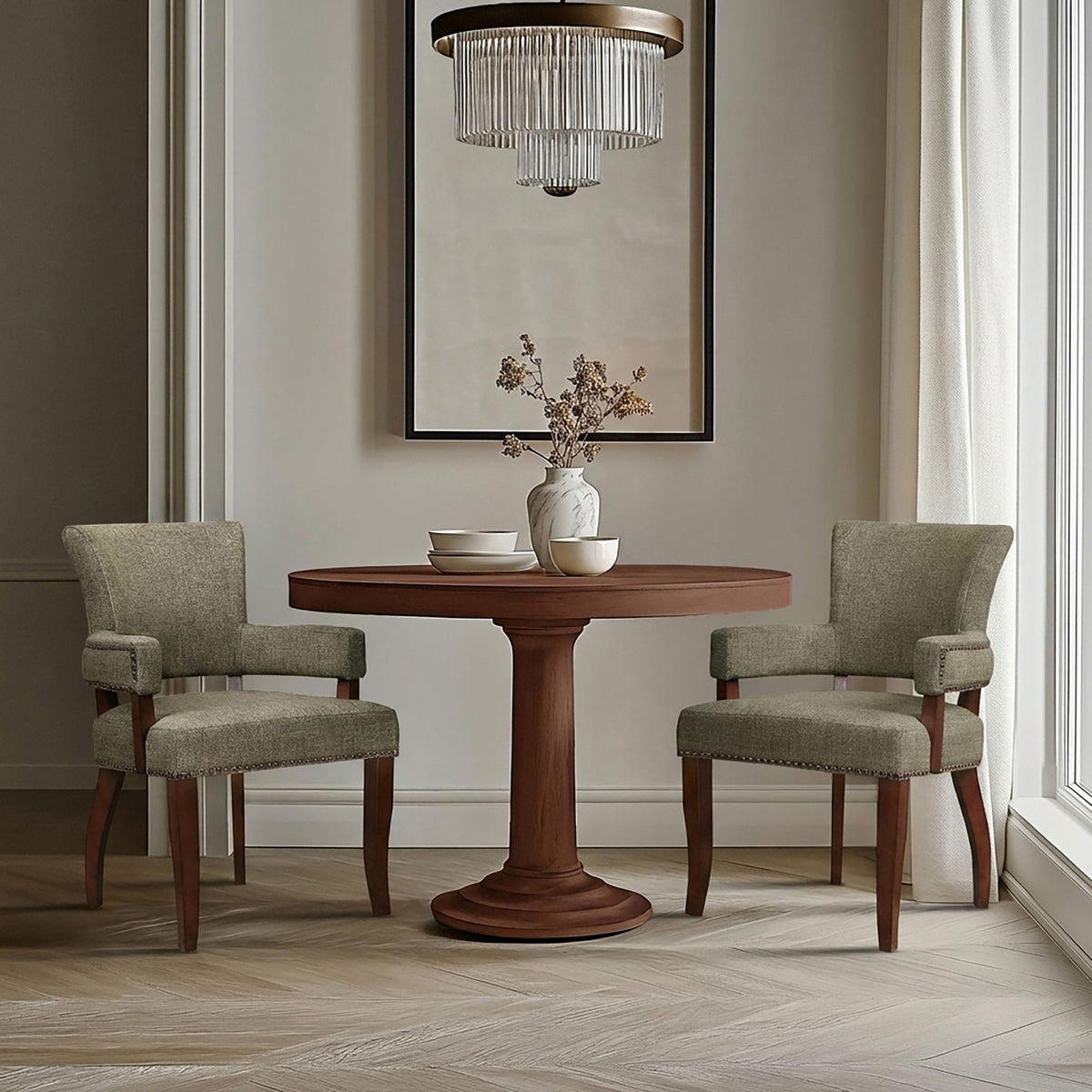 Dawson Upholstered Dining Chair with Padded Arm - Brown
