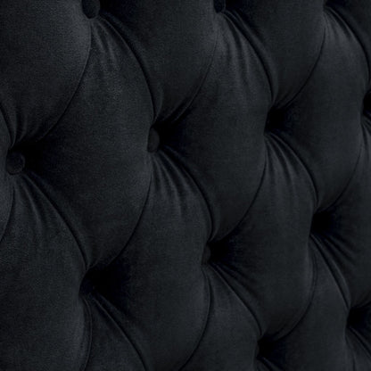 Amelia Upholstered Wingback Headboard with Button Tufting & Nailhead Trim - Black Velvet