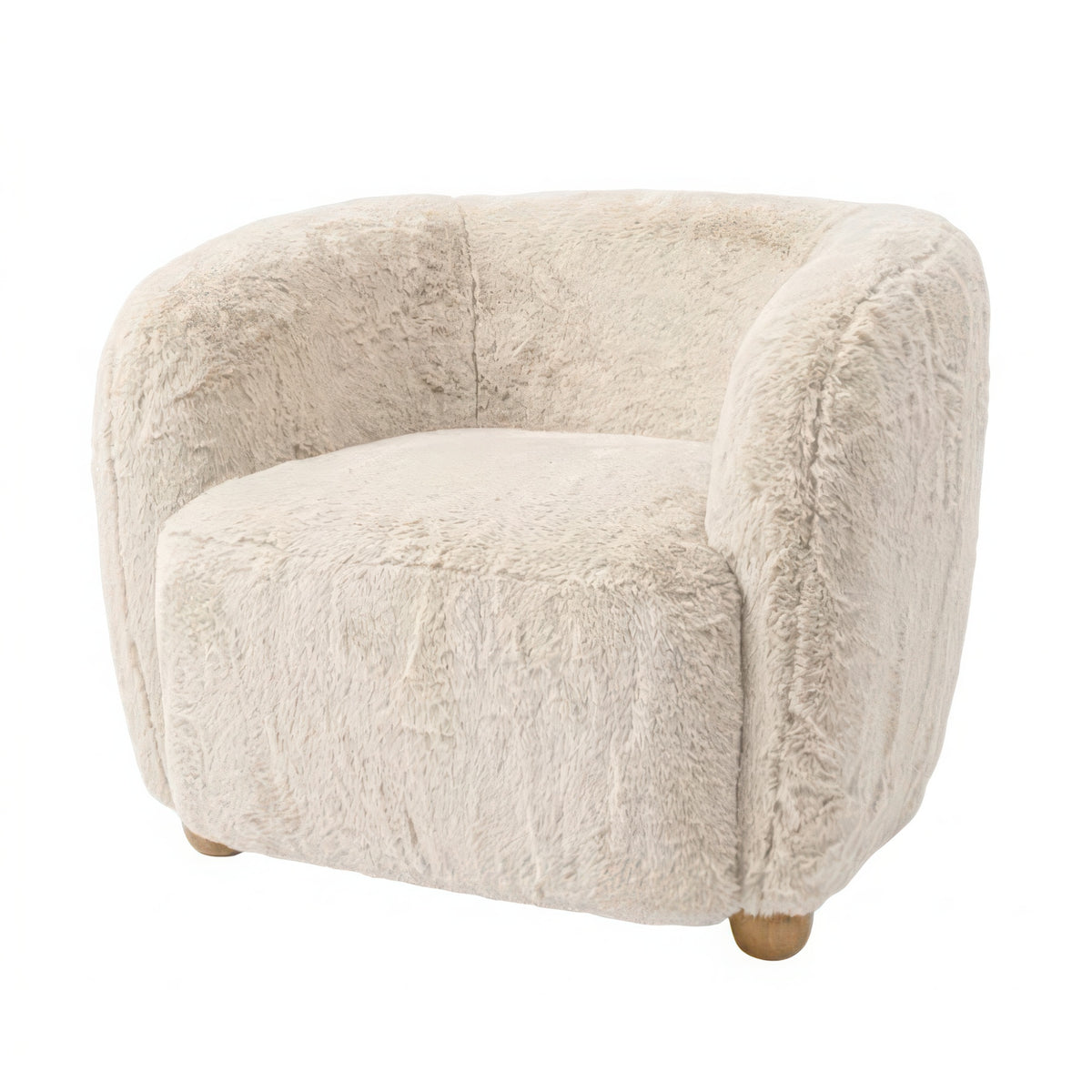 Merlow Faux Fur Barrel Accent Chair - Ivory