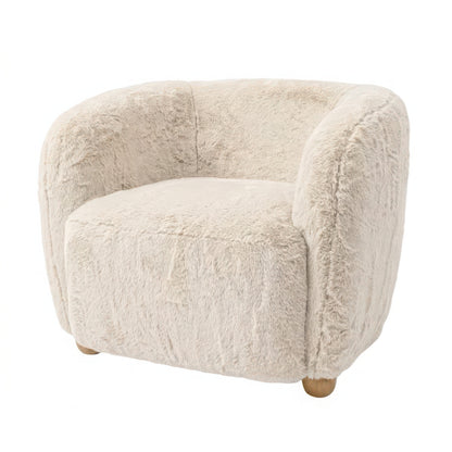 Merlow Faux Fur Barrel Accent Chair - Ivory