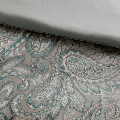 Aubrey 12 Piece Comforter Set with Cotton Bed Sheets - Teal