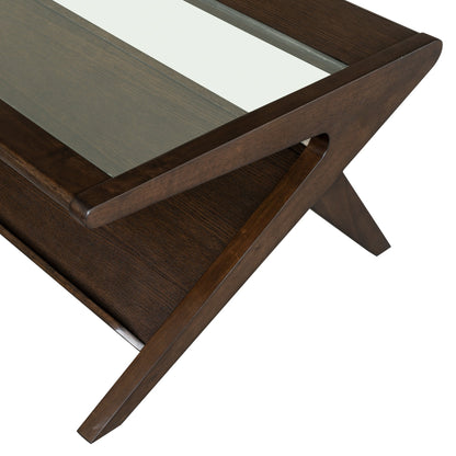 Rocket wood & tempered glass coffee table - Morocco Brown