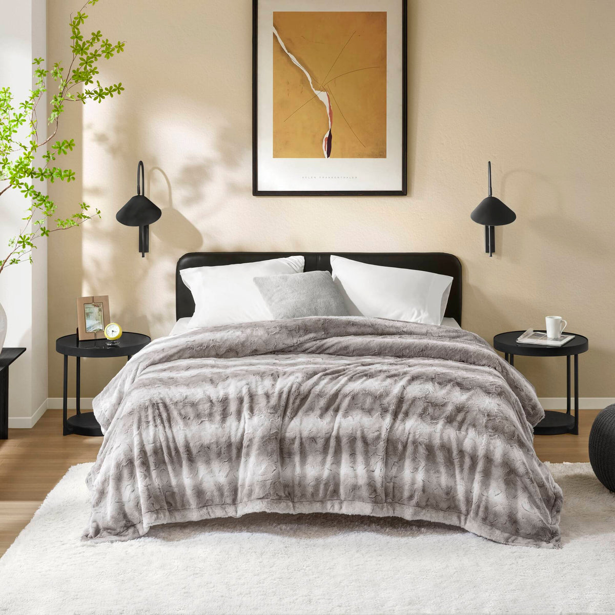 Zuri Faux Fur Blanket - Grey
