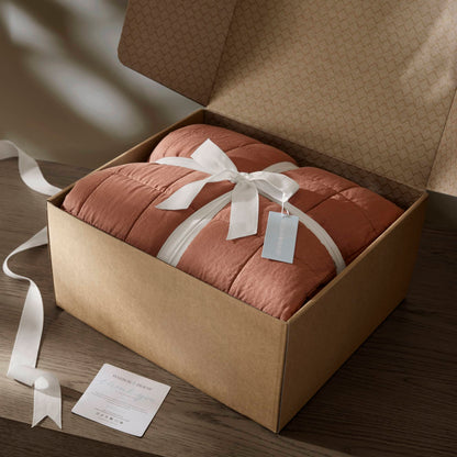 French Flax Linen Garment Washed Quilt Set - Clay