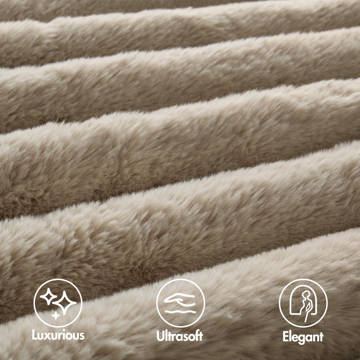 Jasmine 3 Piece Faux Fur Comforter Set - Taupe