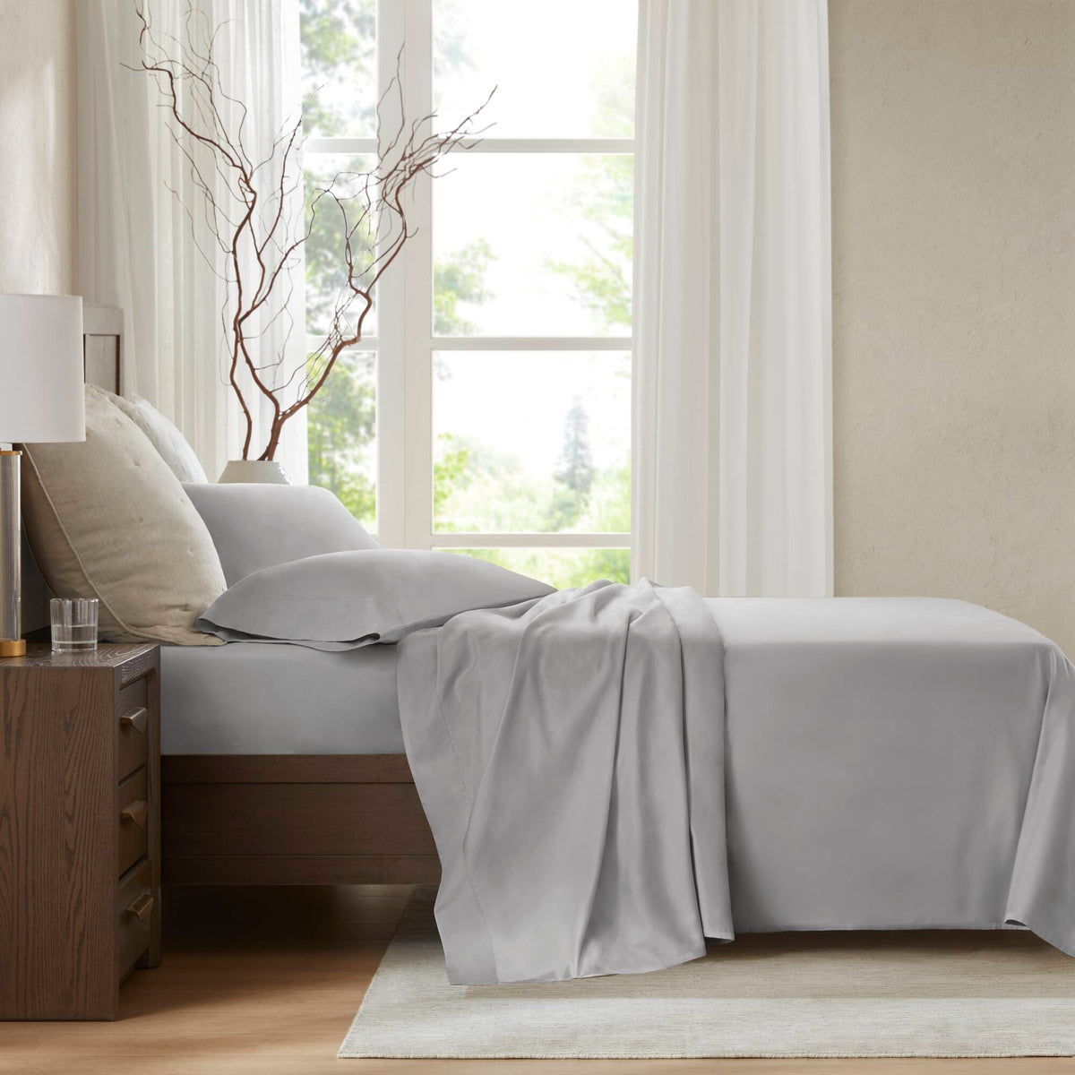 100% Egyptian Cotton Sateen Sheet Set - Gray