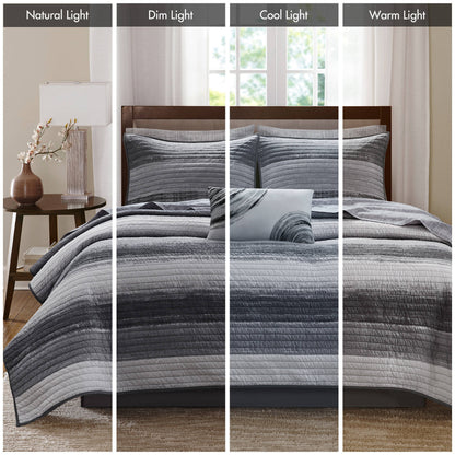 Saben Quilt Set with Cotton Bed Sheets - Black