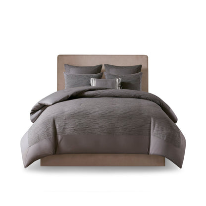 Hanae Cotton Blend Yarn Dyed 3 Piece Comforter Set - Grey