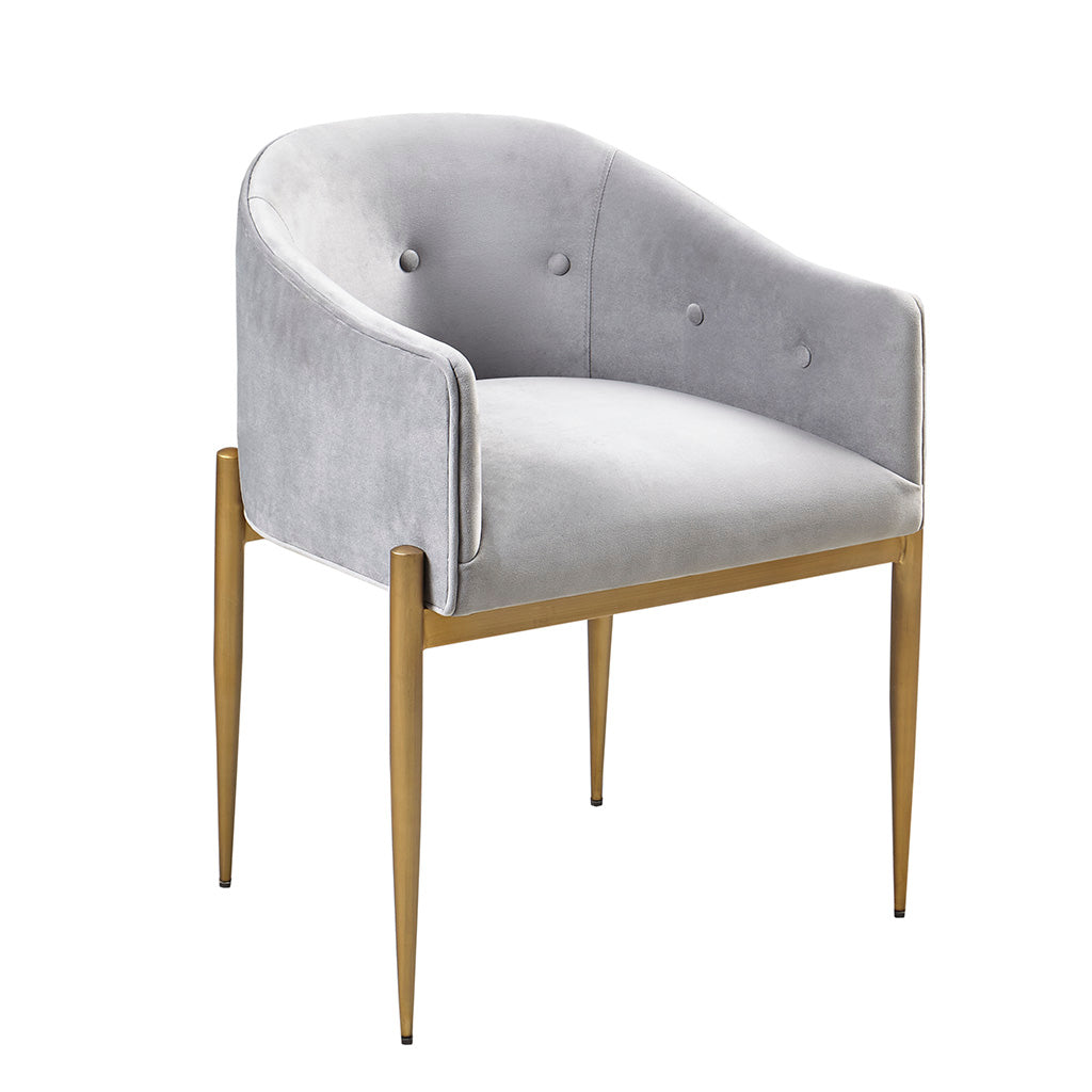 Sheraton Tufted Low Back Upholstered Arm Dining Chair Set of 2 - Grey