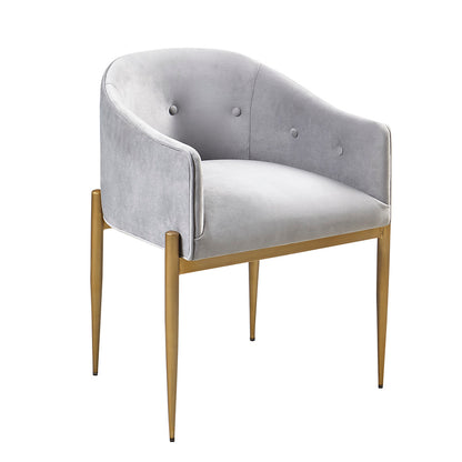 Sheraton Tufted Low Back Upholstered Arm Dining Chair Set of 2 - Grey