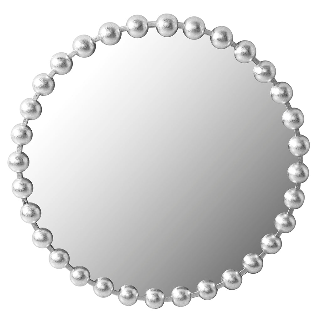 Marlowe Beaded Round Wall Mirror - Silver