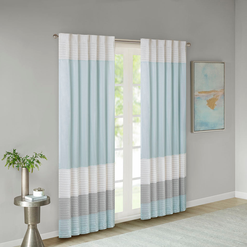 Amherst Polyoni Pintuck Curtain Panel - Aqua