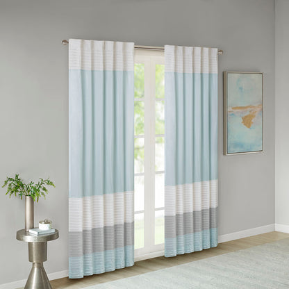 Amherst Polyoni Pintuck Curtain Panel - Aqua