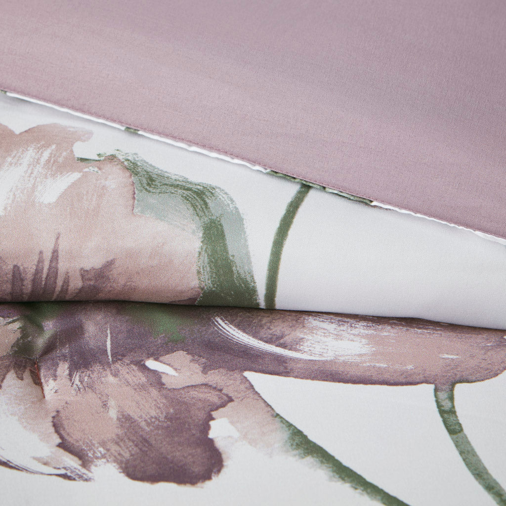 Alice Floral Comforter Set with Bed Sheets - Mauve