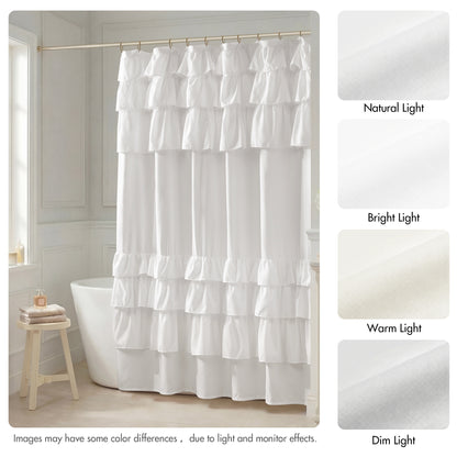 Grace Ruffled Shower Curtain - White