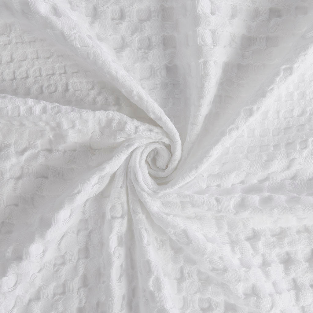 Arlo Super Waffle Textured Solid Shower Curtain - White