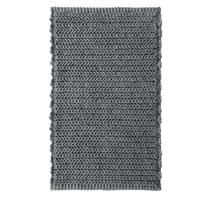 Lasso 100% Cotton Chenille Chain Stitch Rug - Charcoal