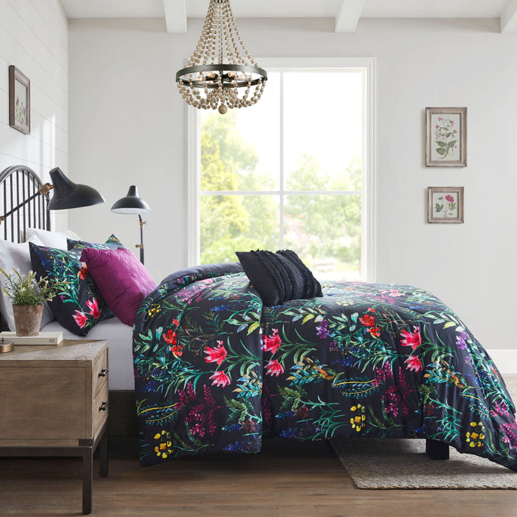 Tasha 5 Piece Comforter Set - Black