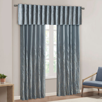 Andora Faux Silk Embroidered Window Valance - Blue