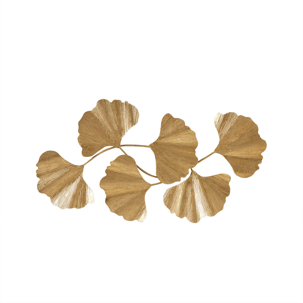 Faye Gold Foil Metal Ginkgo Leaf Wall Decor - Gold