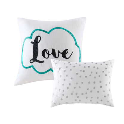 Raina Metallic Printed Comforter Set - Aqua/Silver