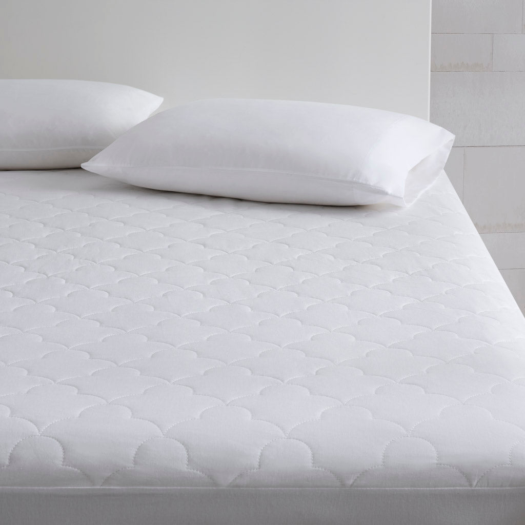 All Natural Cotton Percale Quilted Mattress Pad - White