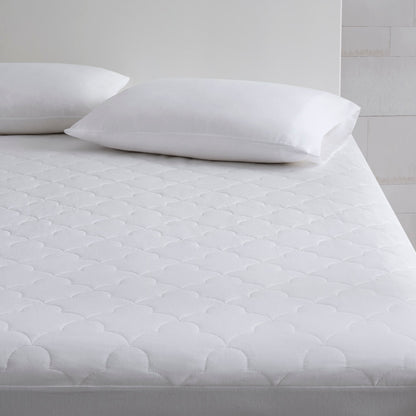 All Natural Cotton Percale Quilted Mattress Pad - White