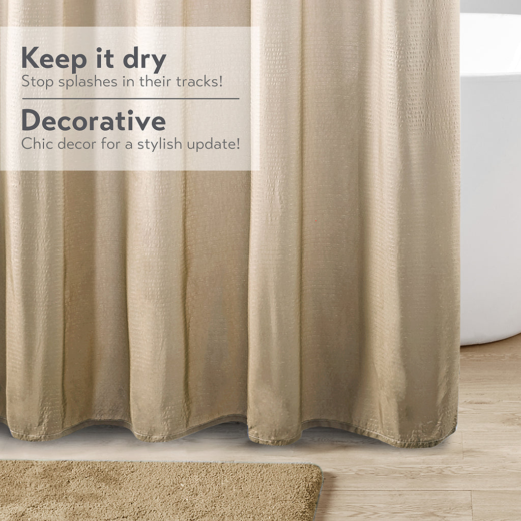 Ara Ombre Printed Seersucker Shower Curtain - Taupe