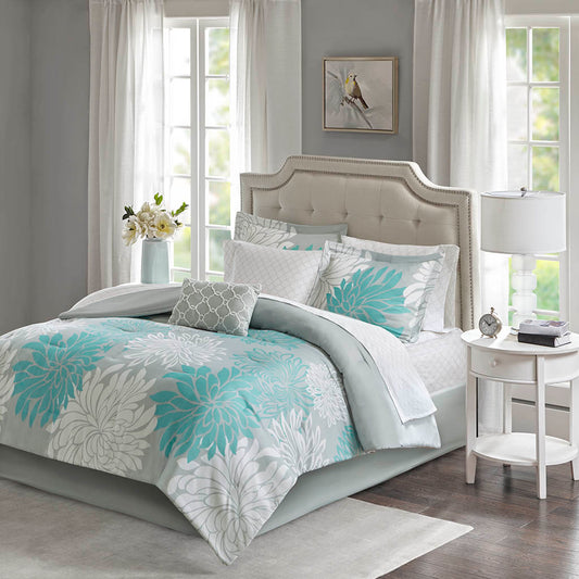 Maible Comforter Set with Cotton Bed Sheets - Aqua