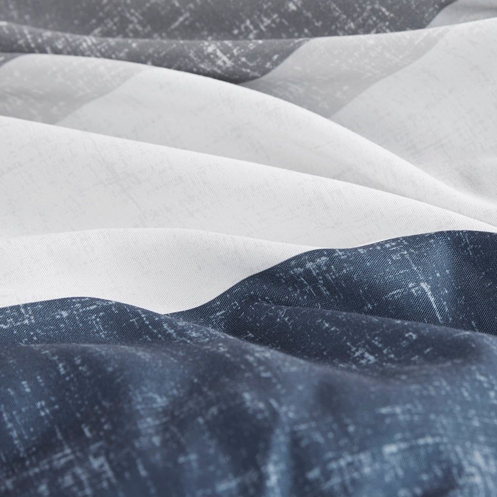 Jaxon Stripe Comforter Set with Bed Sheets - Blue/Grey
